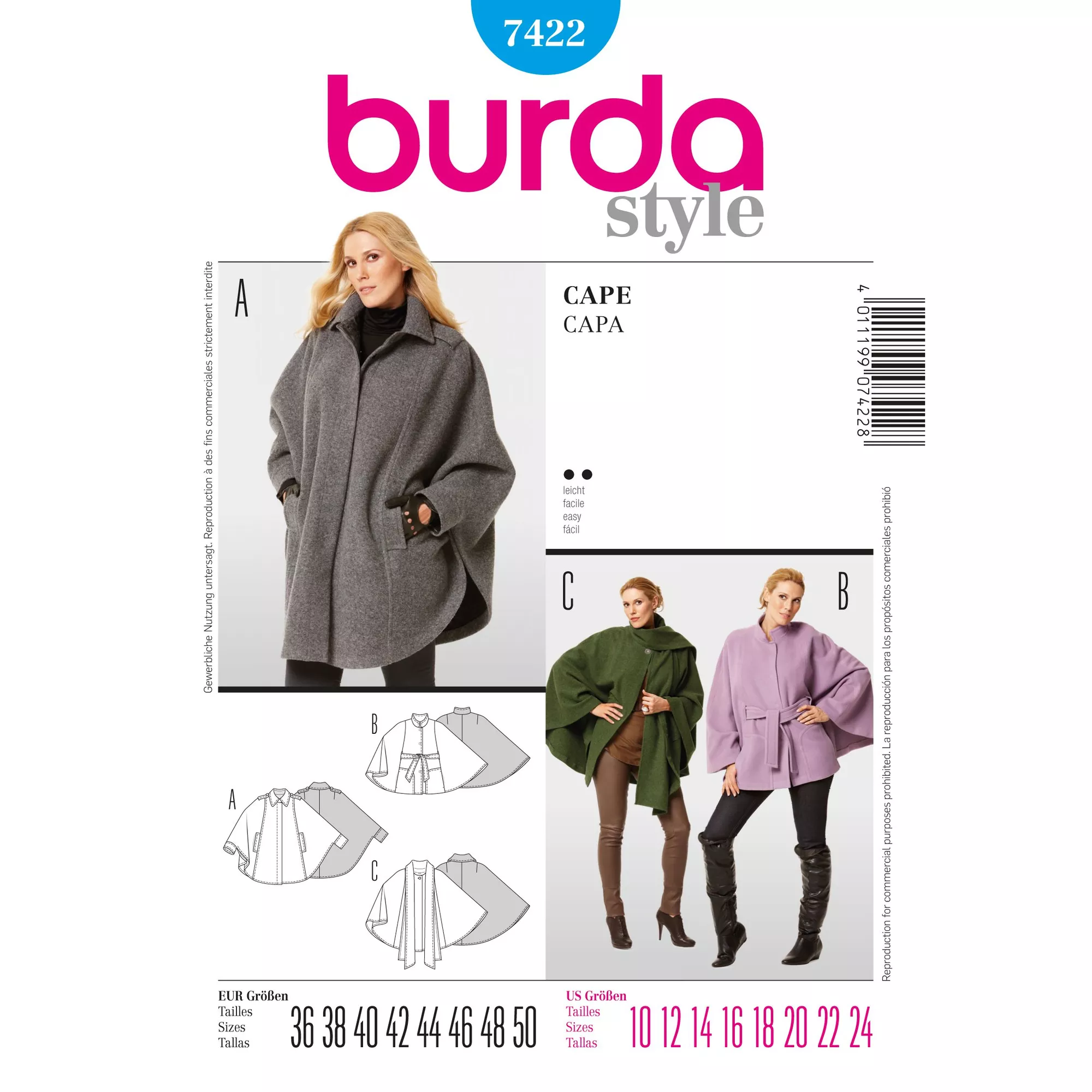 Burda Schnittmuster, Cape