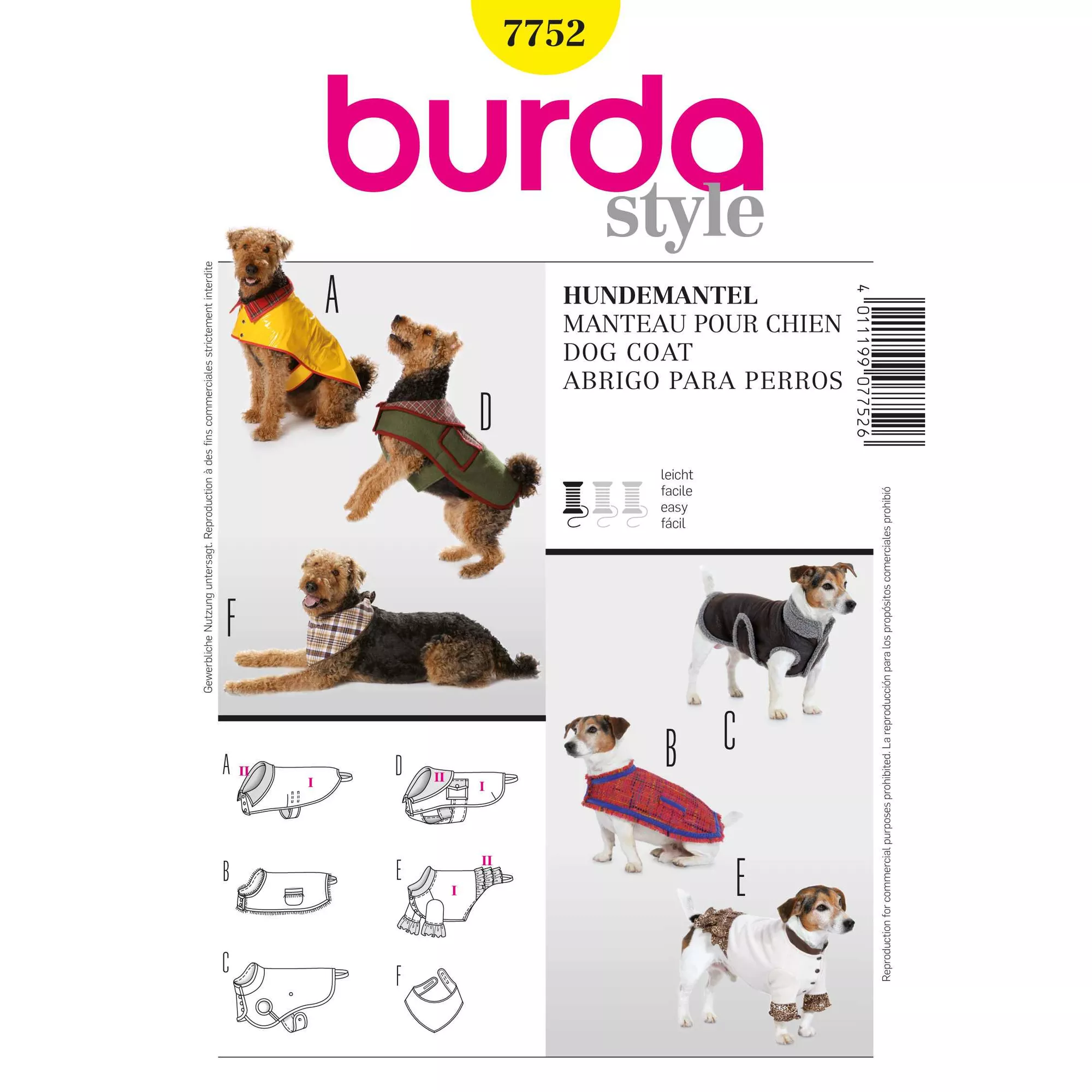 Burda Schnittmuster, Hundemantel