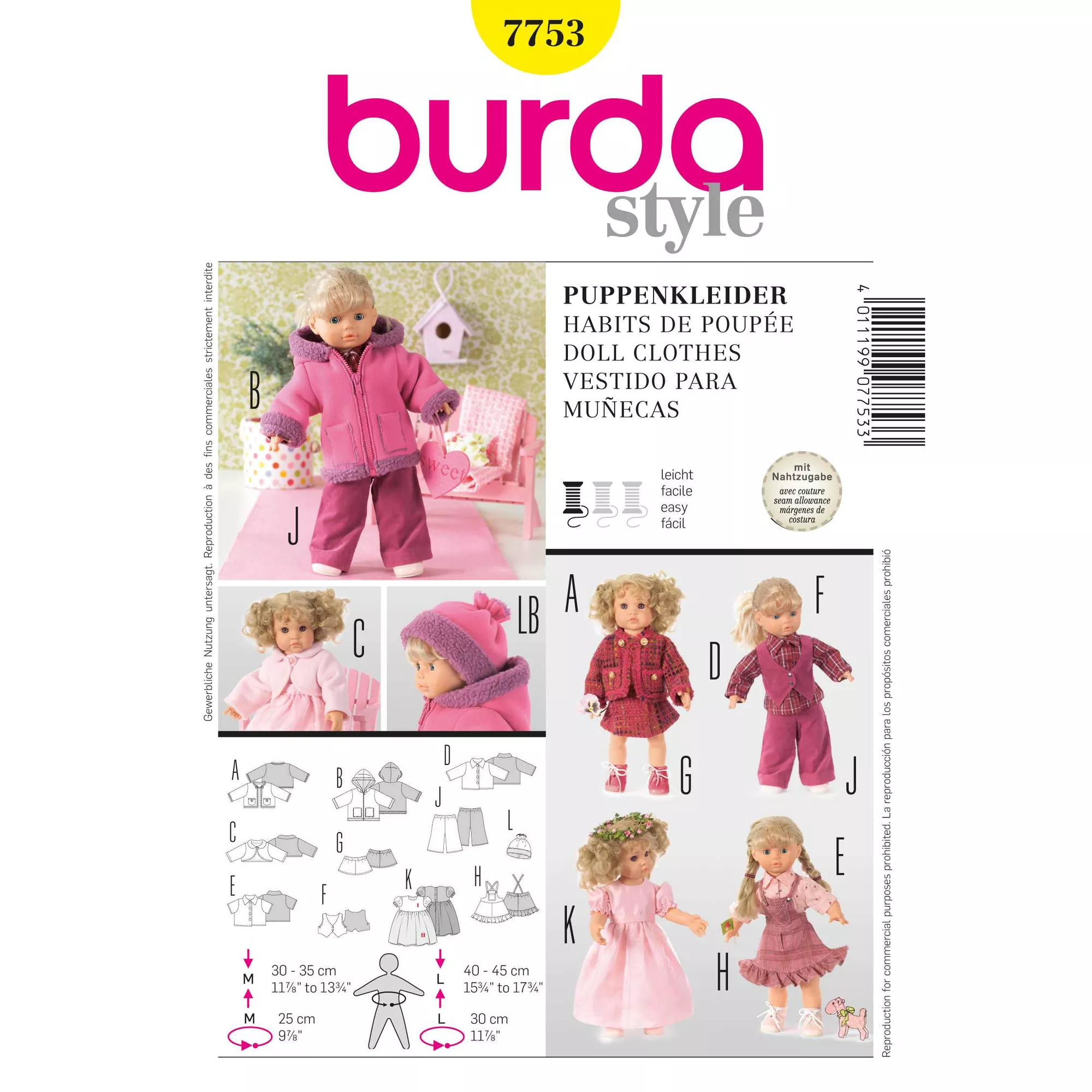 Burda Schnittmuster, Puppenkleider