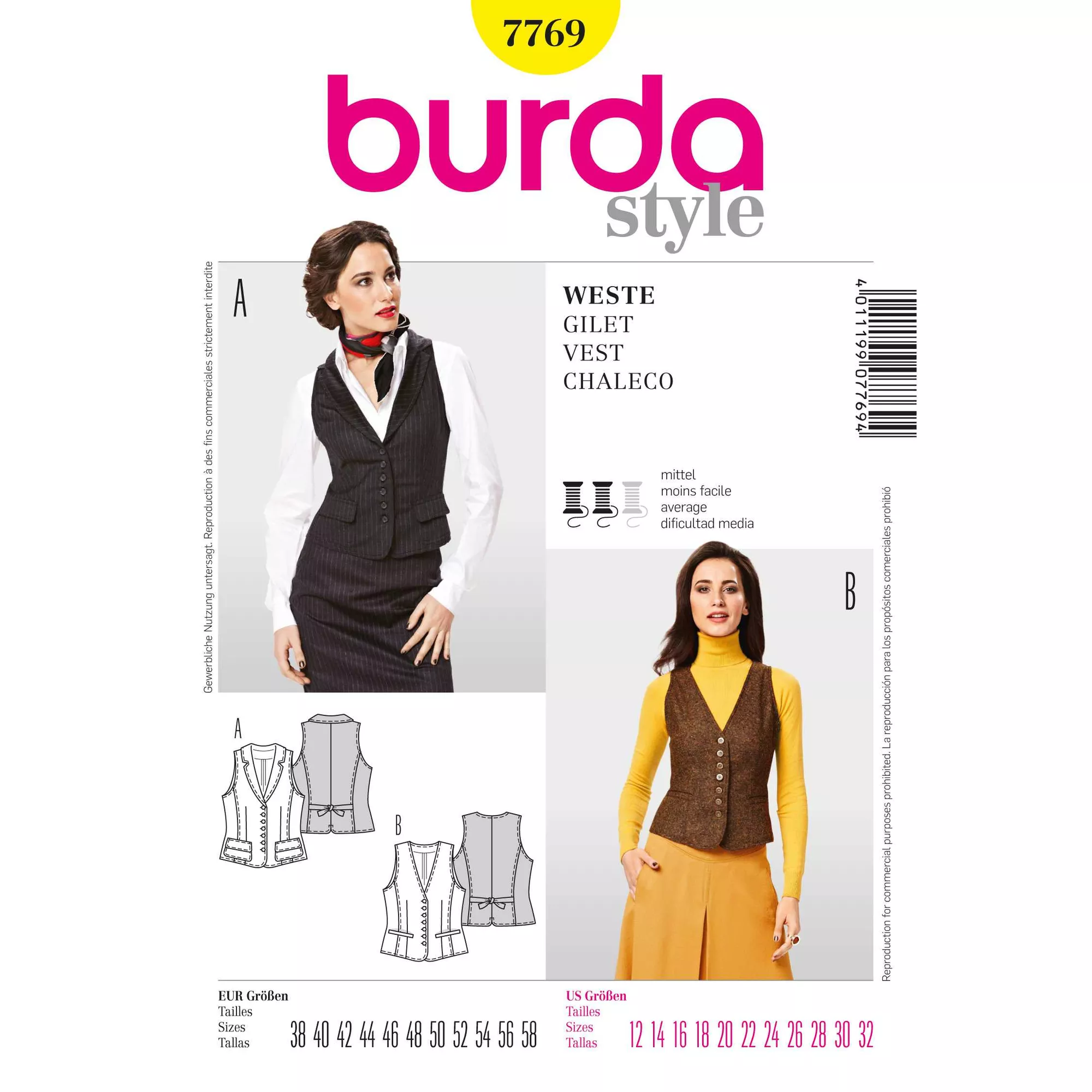 Burda Schnittmuster, Weste