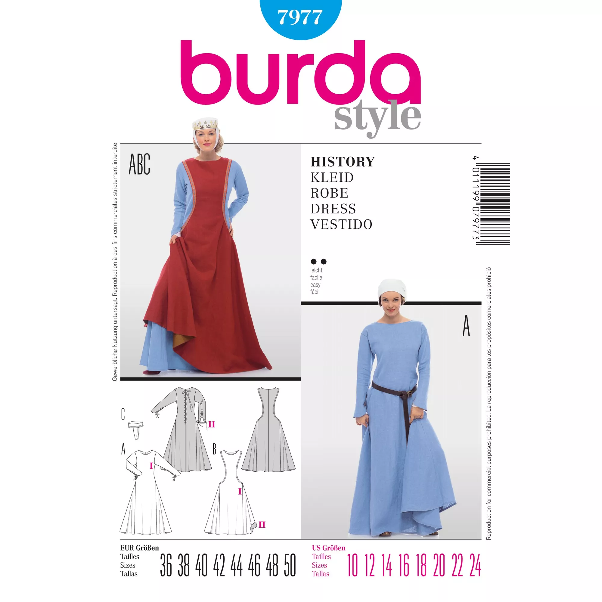 Burda Schnittmuster, Kleid Mittelalter