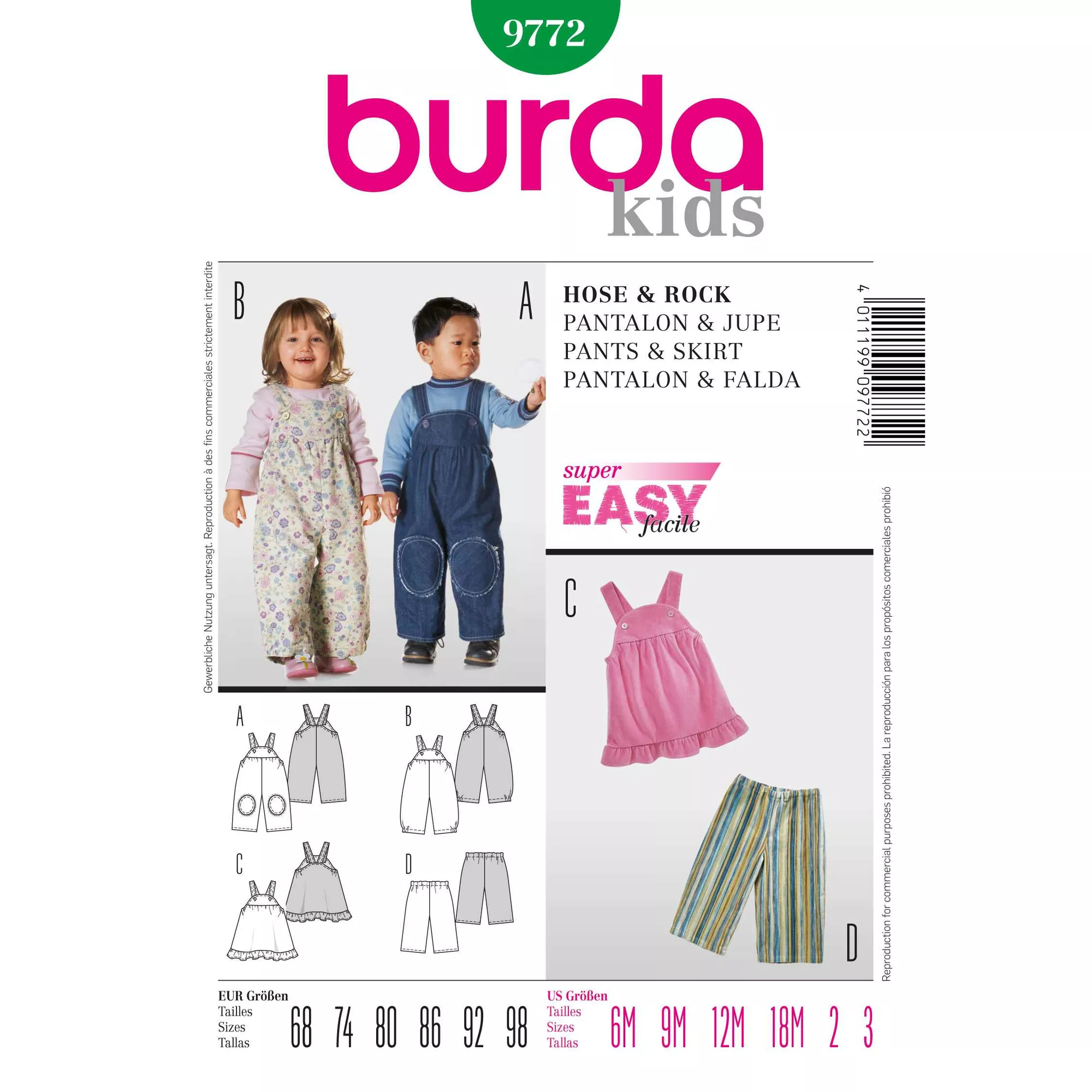 Burda Schnittmuster, Latzhose, Rock