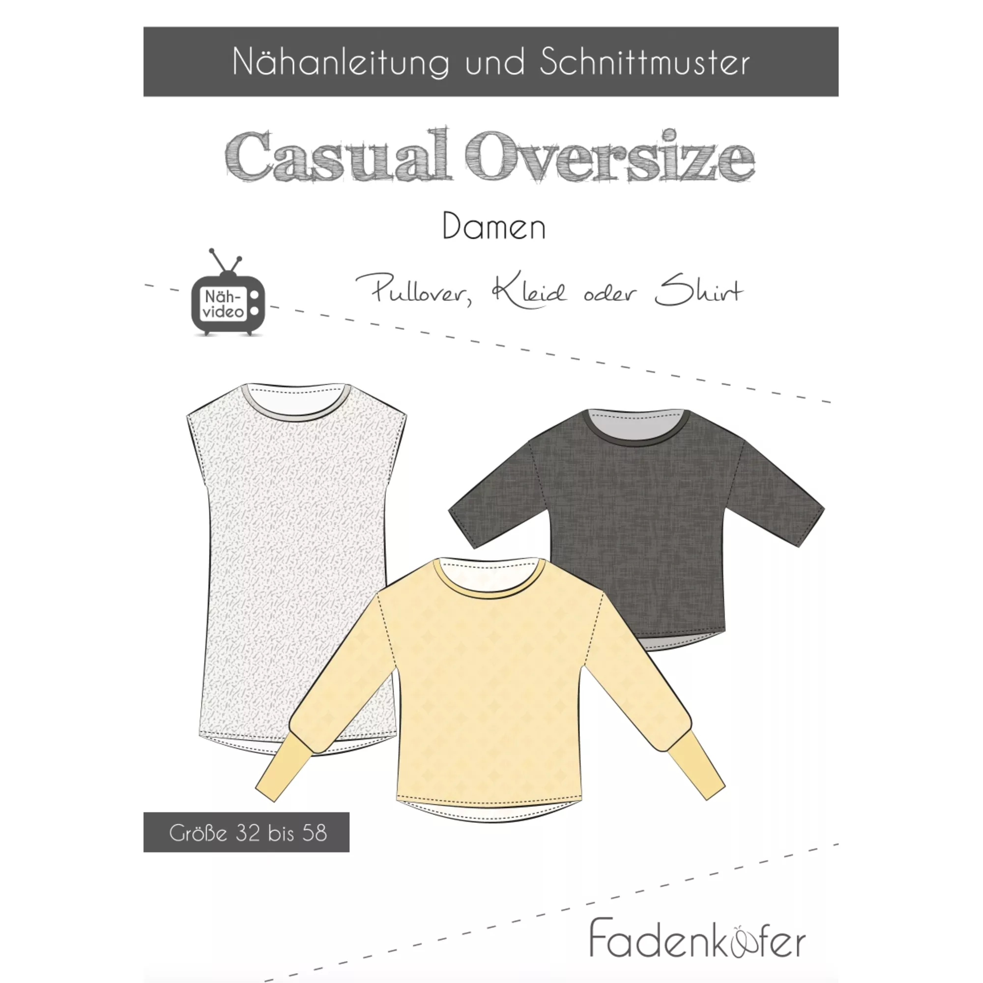 Fadenkäfer Papierschnittmuster Oversize Pullover