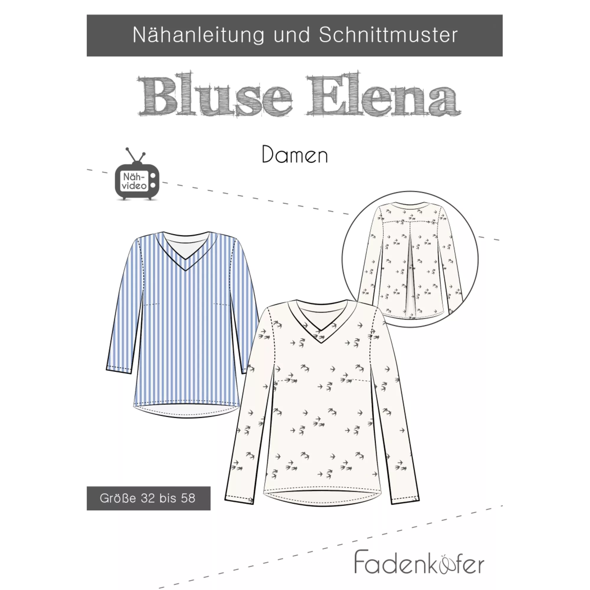 Fadenkäfer Papierschnittmuster Bluse Elena 