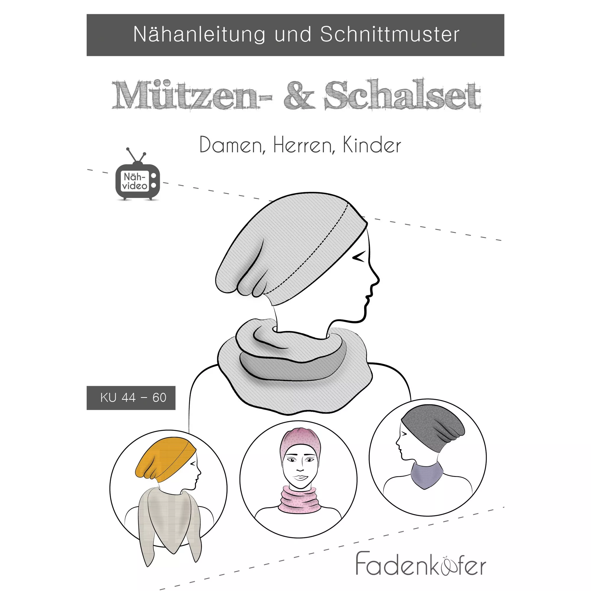 Fadenkäfer Papierschnittmuster Mützen-Schal-Set