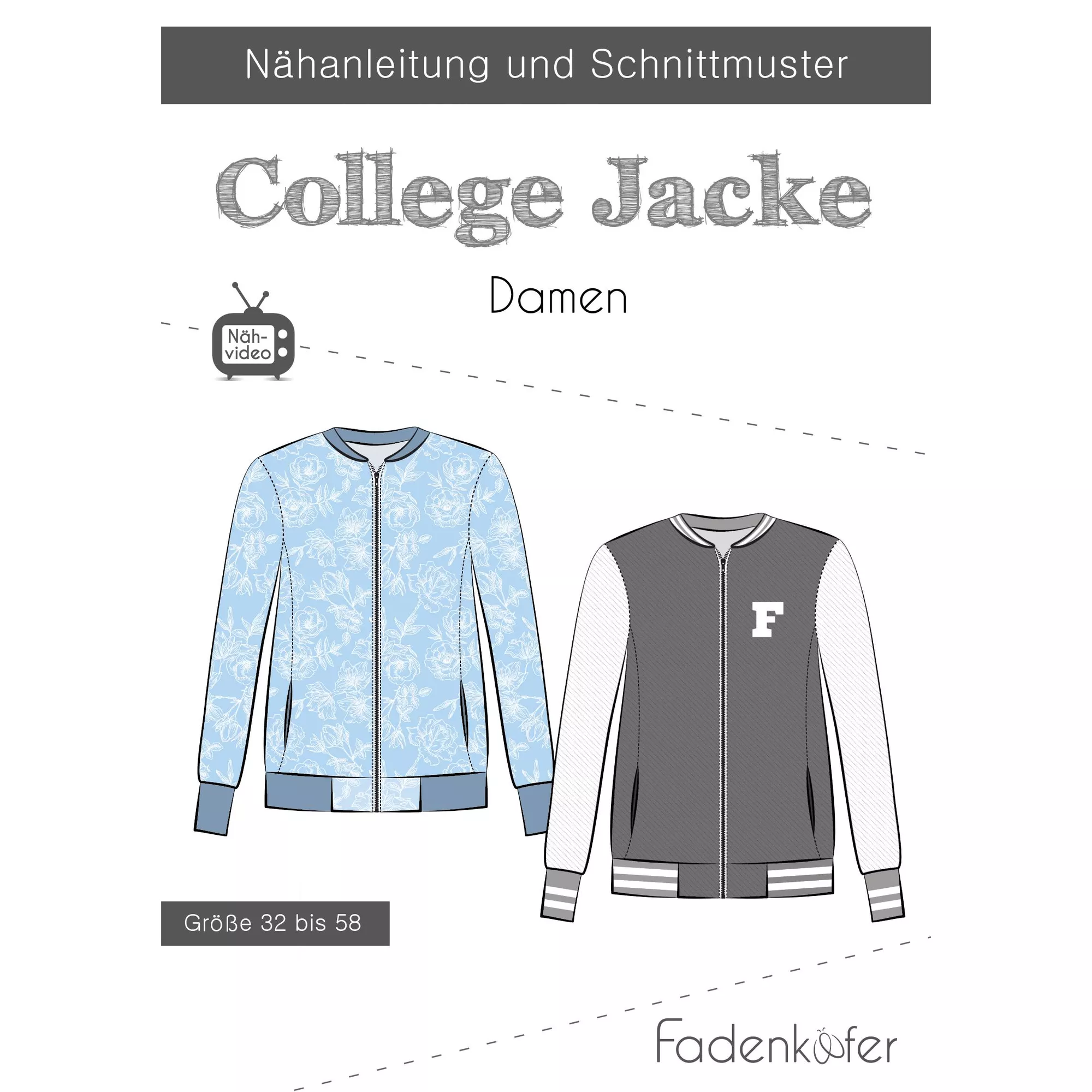 Fadenkäfer Papierschnittmuster College Jacke Damen