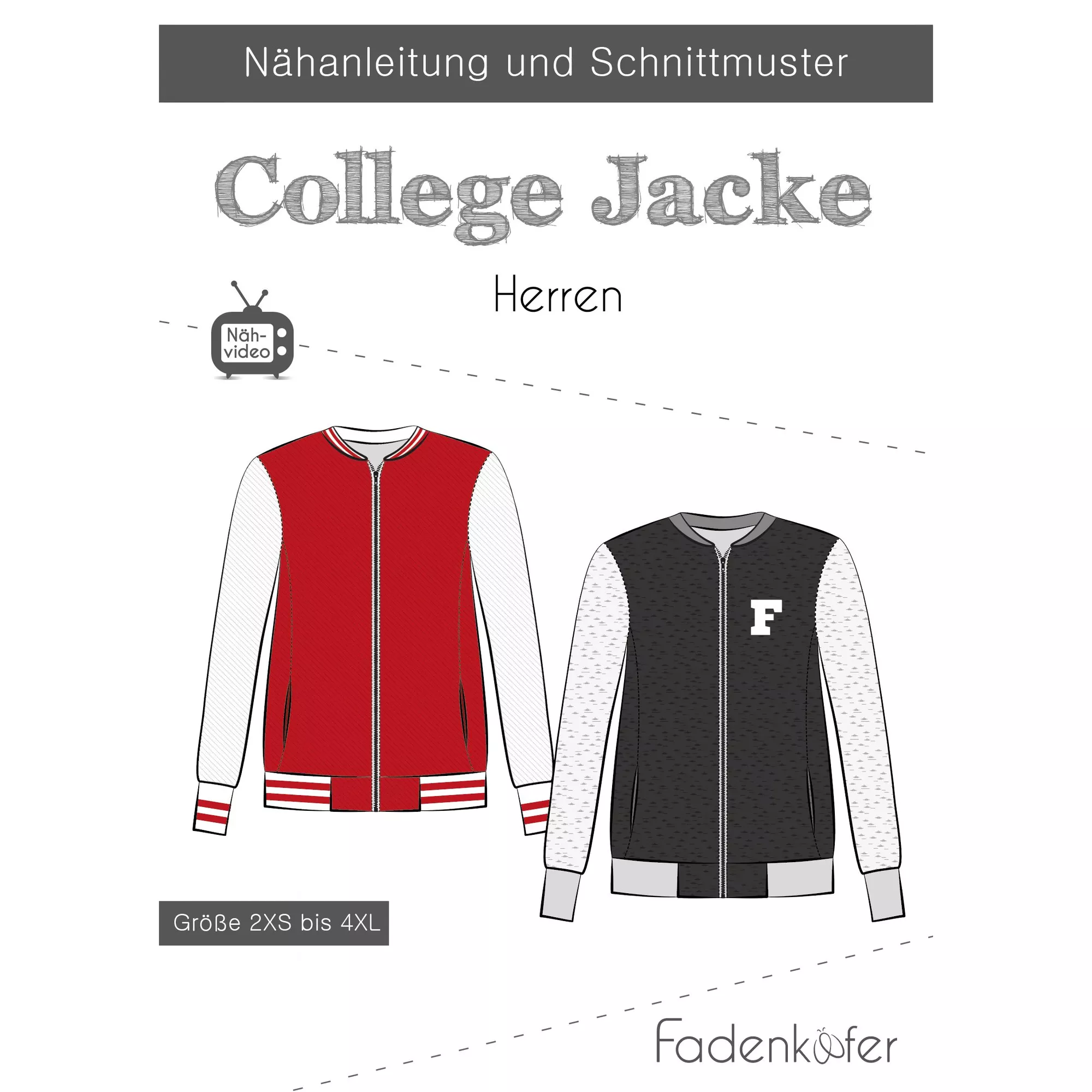 Fadenkäfer Papierschnittmuster College Jacke Herren