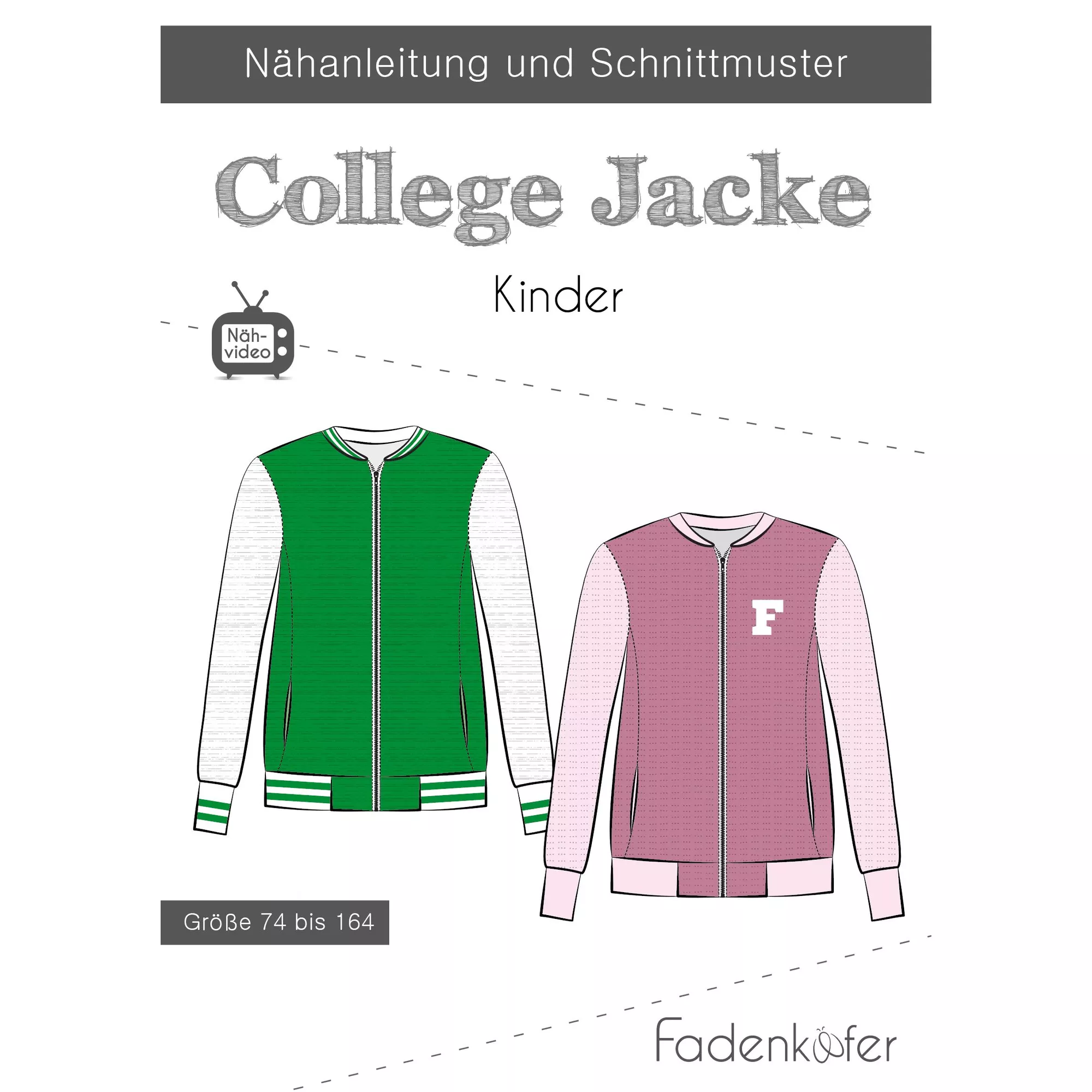 Fadenkäfer Papierschnittmuster College Jacke Kinder