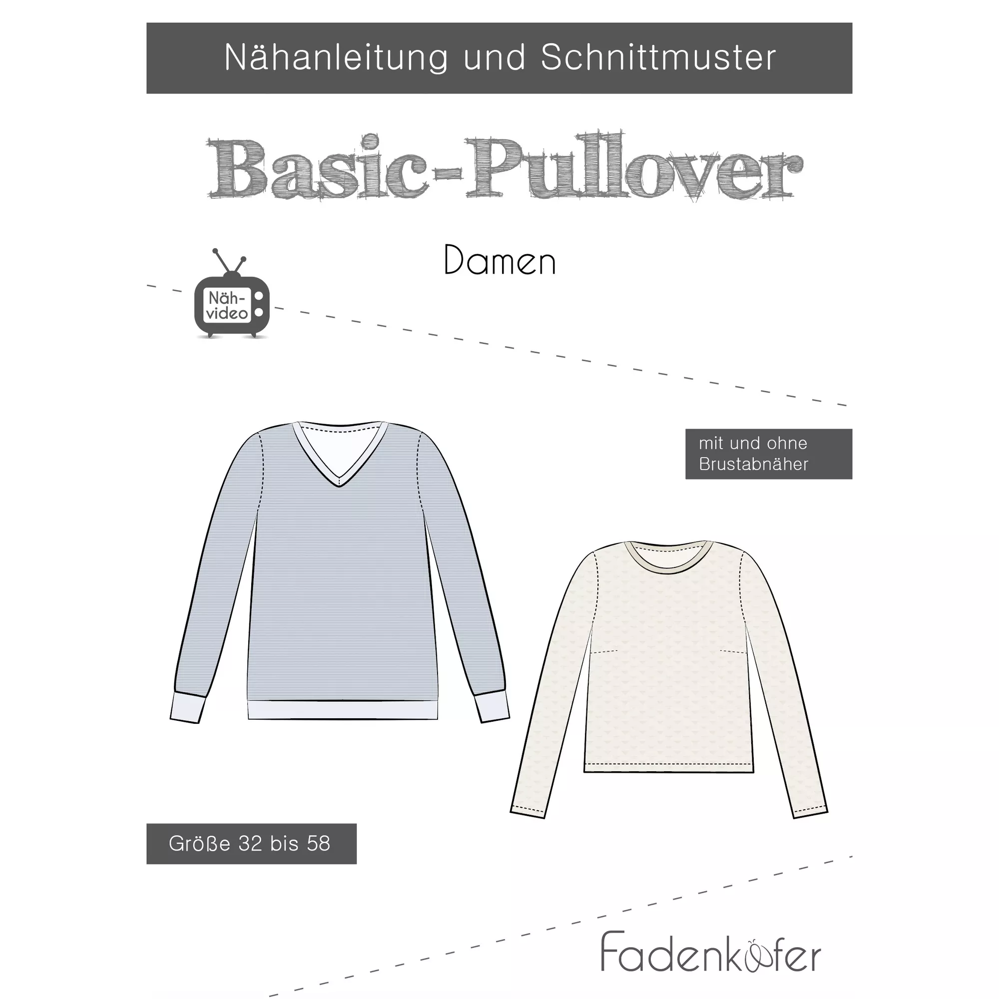 Fadenkäfer Papierschnittmuster Basic-Pullover Damen