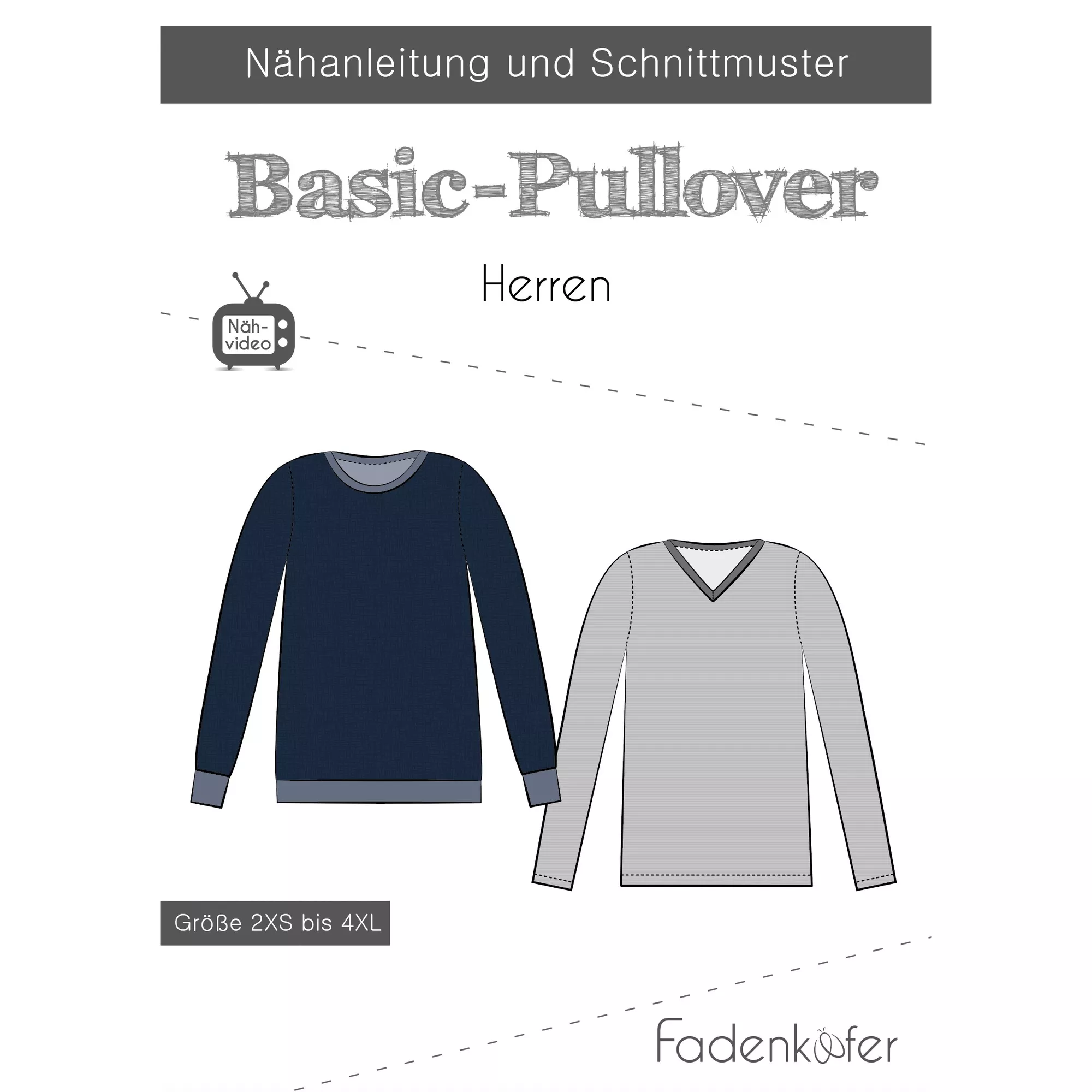Fadenkäfer Papierschnittmuster Basic-Pullover Herren