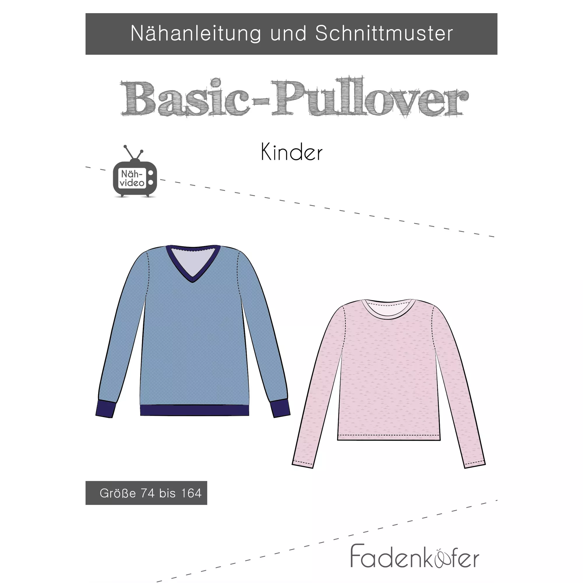 Fadenkäfer Papierschnittmuster Basic-Pullover Kinder