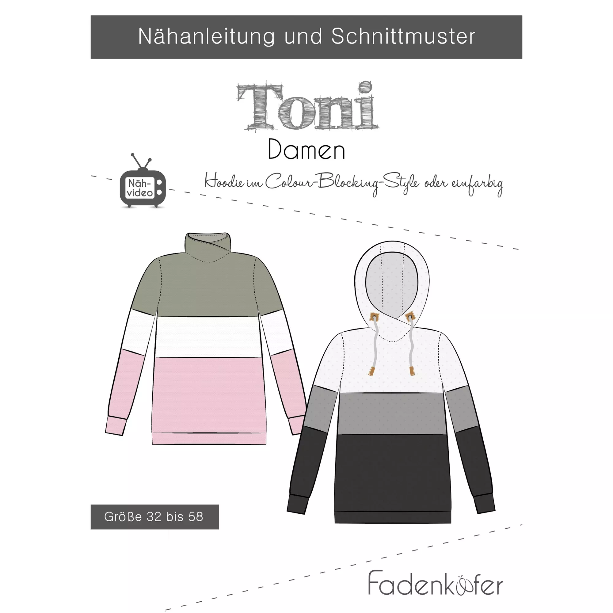 Fadenkäfer Papierschnittmuster Hoodie Toni