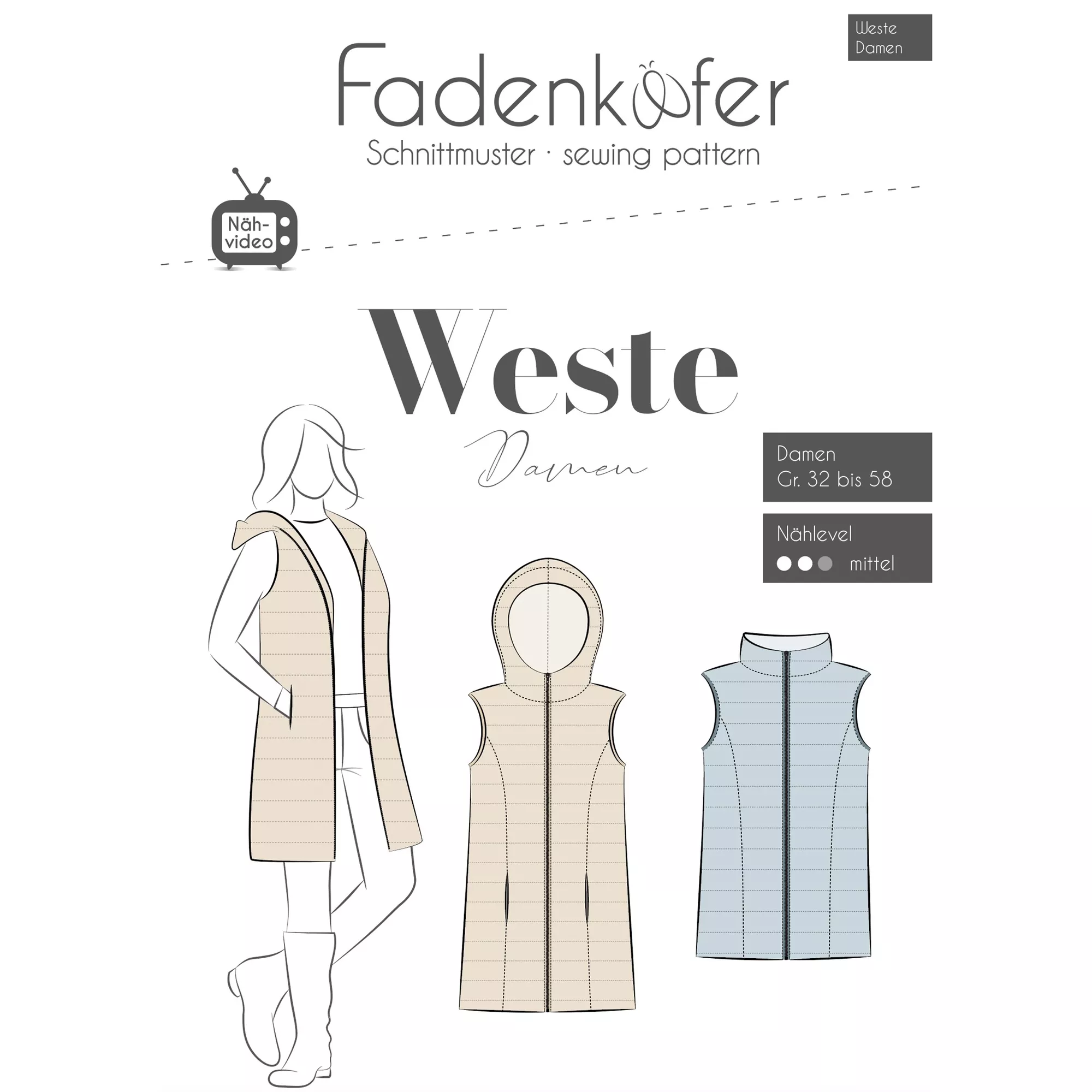 Fadenkäfer Papierschnittmuster Weste