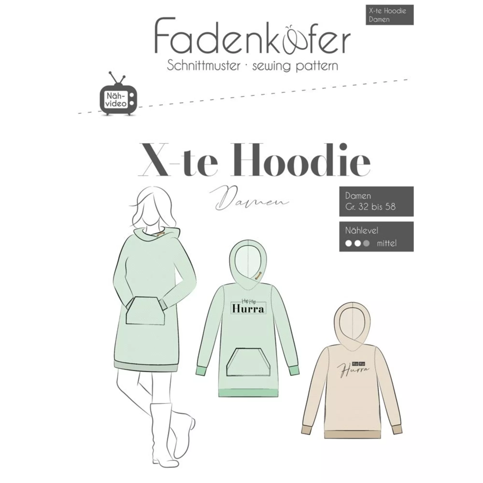 Fadenkäfer Papierschnittmuster Hoodie