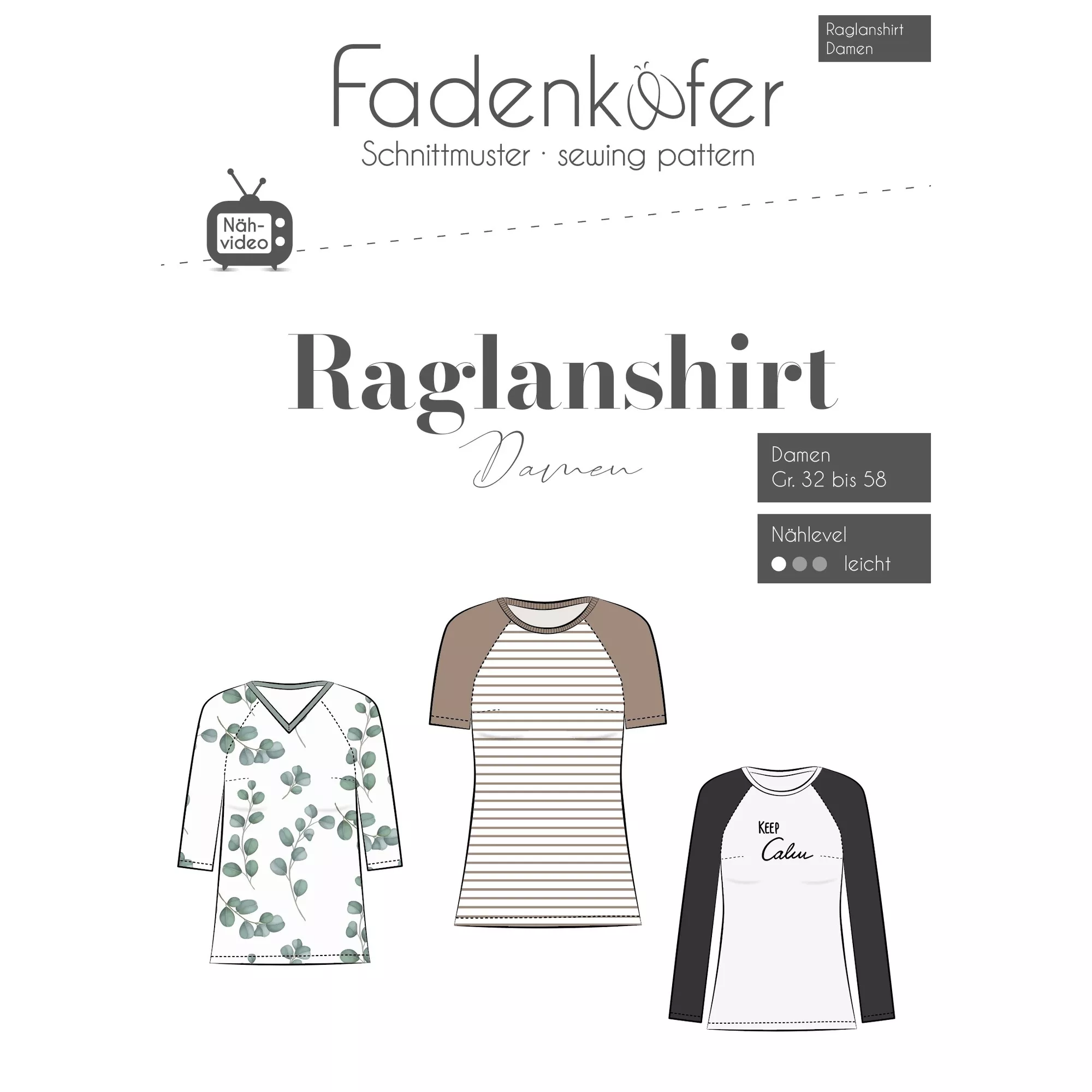 Fadenkäfer Papierschnittmuster Raglanshirt