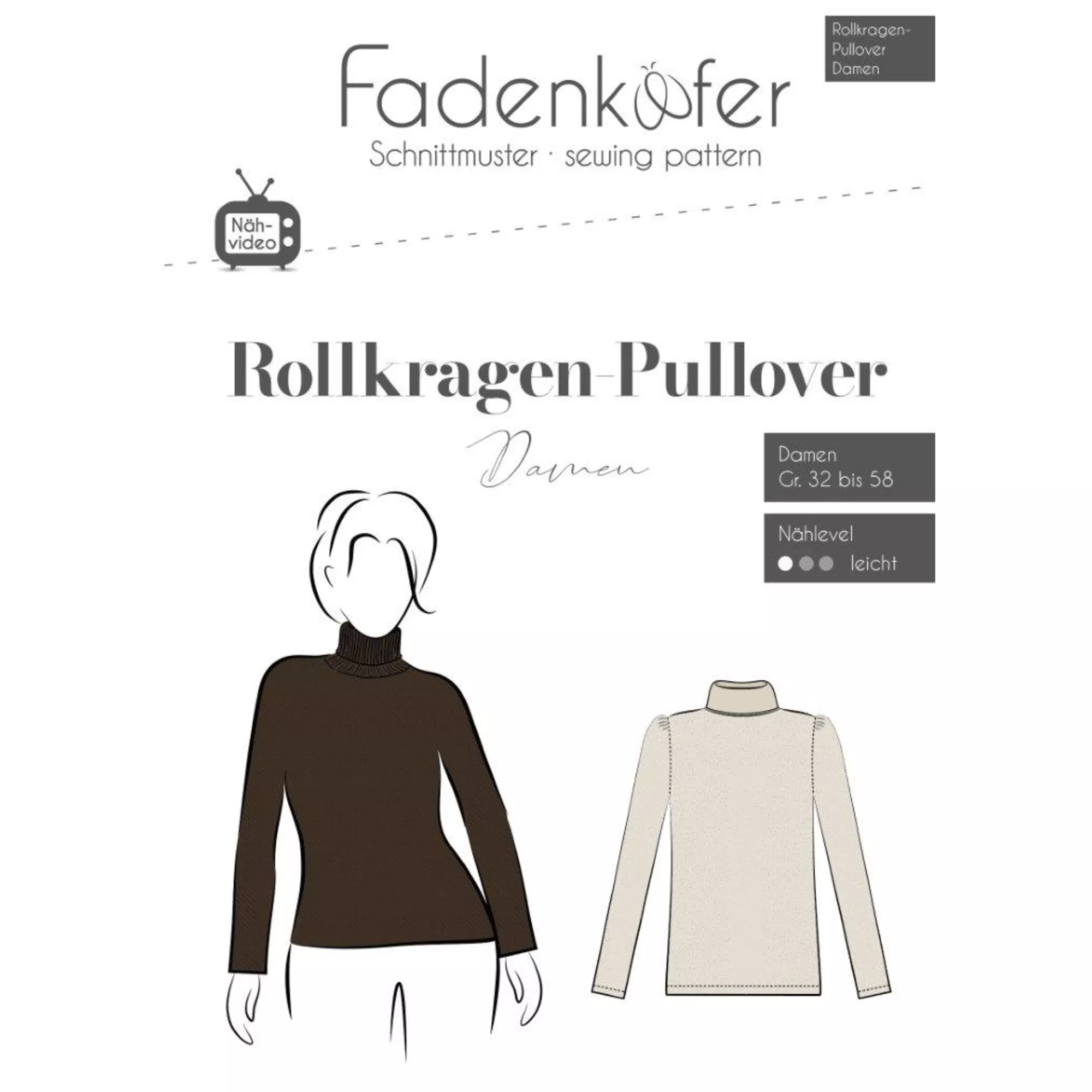 Fadenkäfer Papierschnittmuster Rollkragen-Pullover