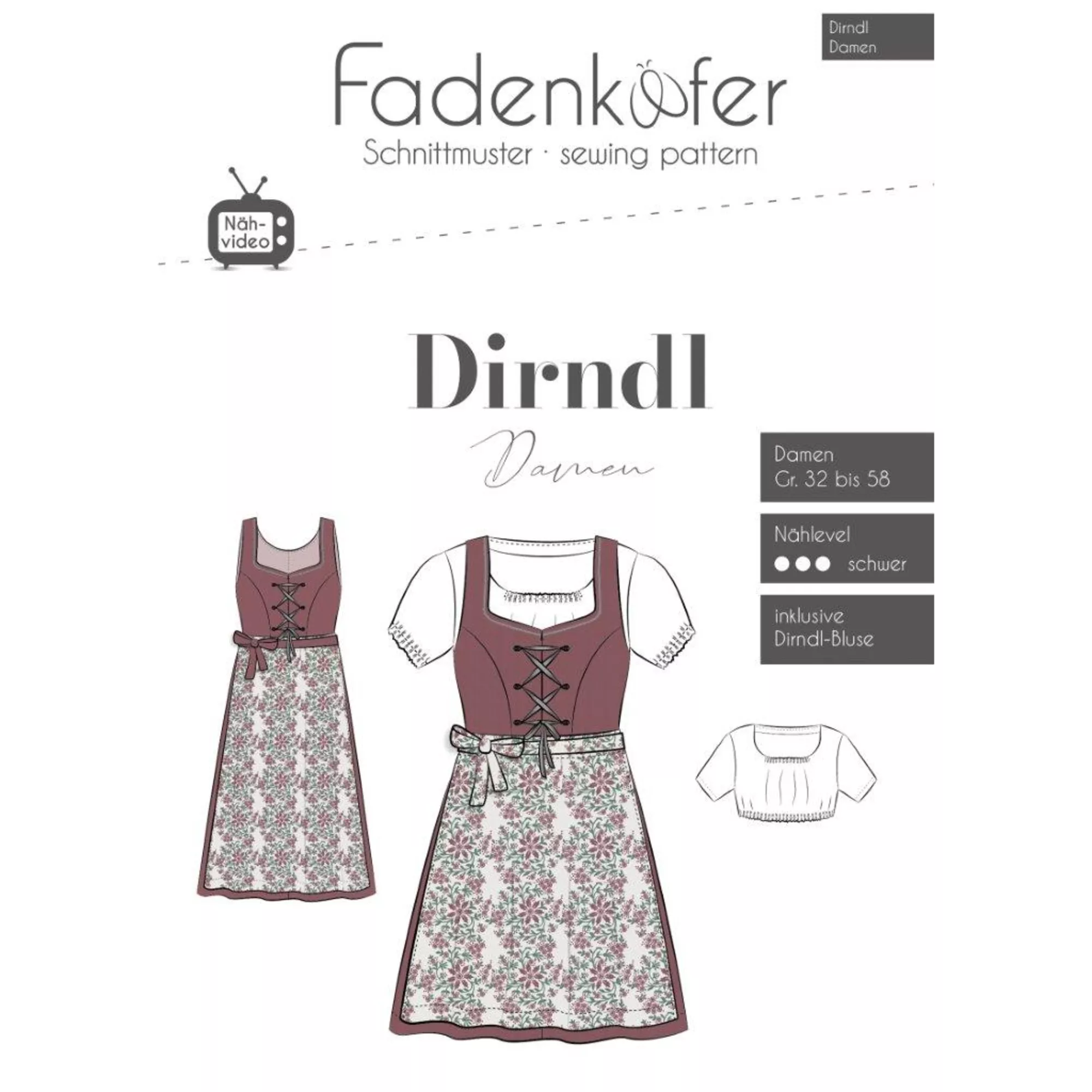Fadenkäfer Papierschnittmuster Dirndl