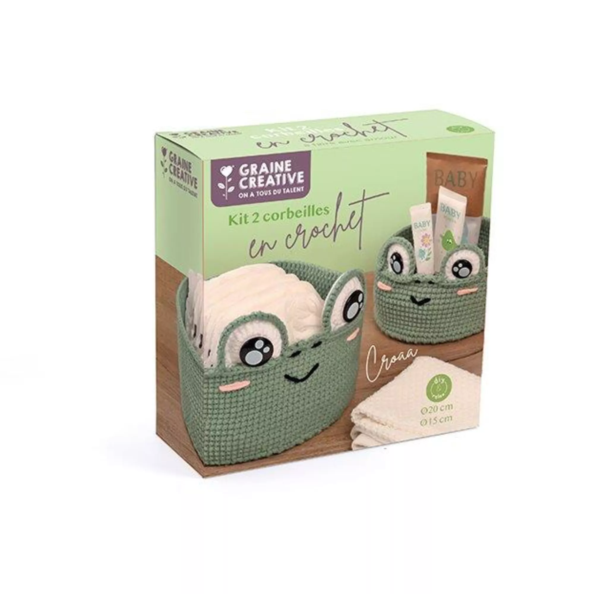 Graine Créative Häkel-Kit 2 Körbchen Frosch