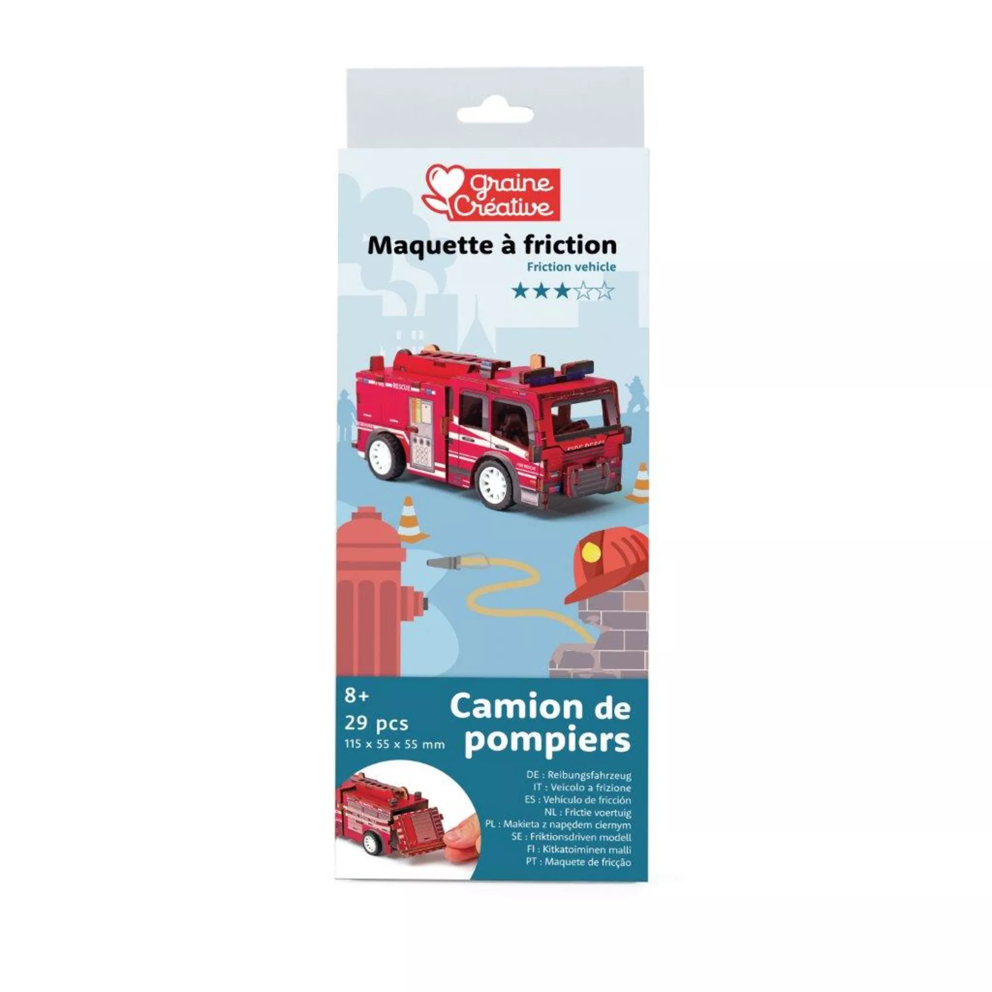 Graine Créative 3D-Holzmodell, Feuerwehr