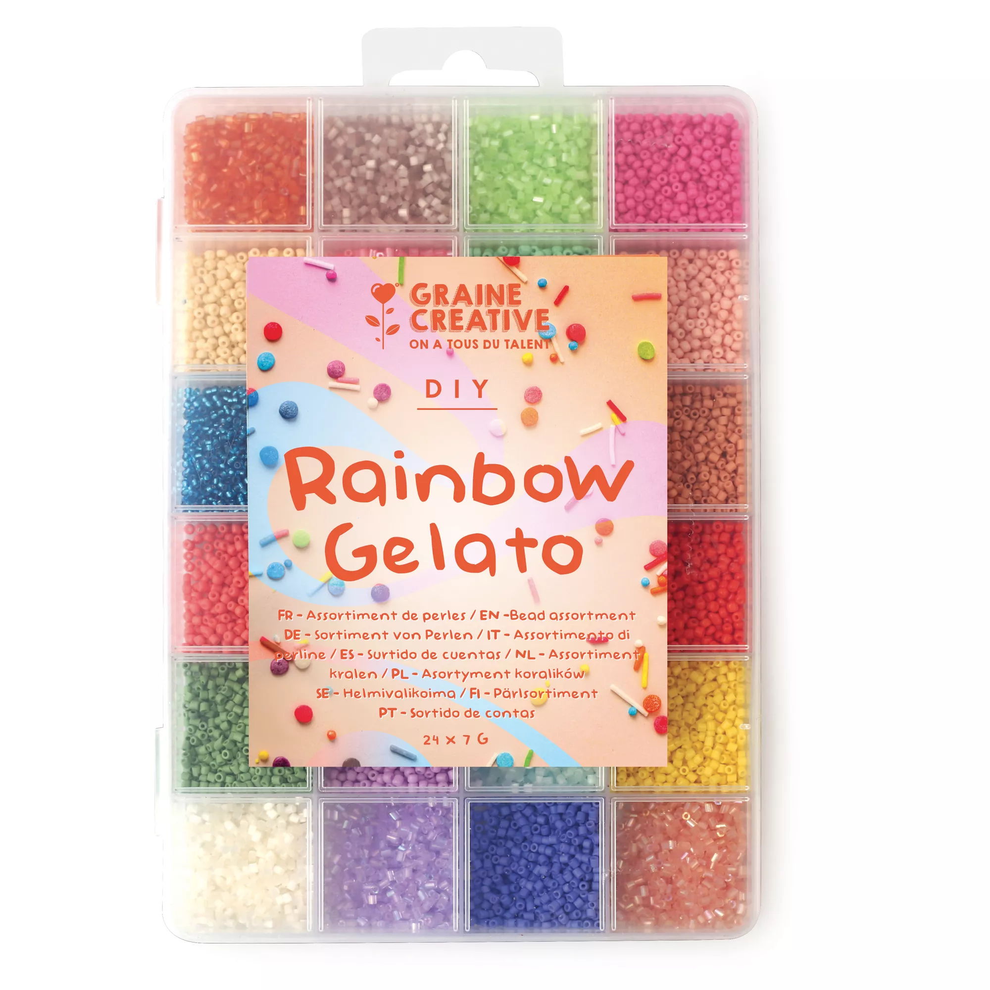 Graine Créative Perlen Set 24 Farben - Rainbow Gelato