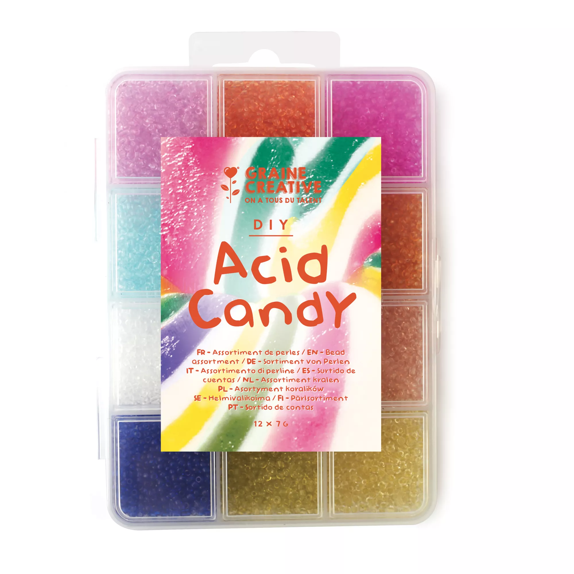 Graine Créative Perlen Set 12 Farben - Acid Candy