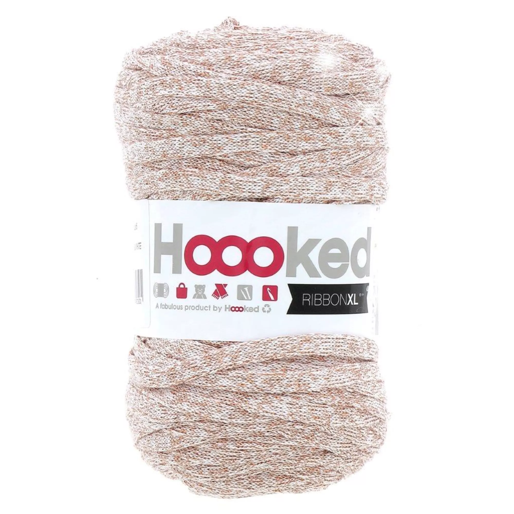 Hoooked RibbonXL, Lurex, Cristal White