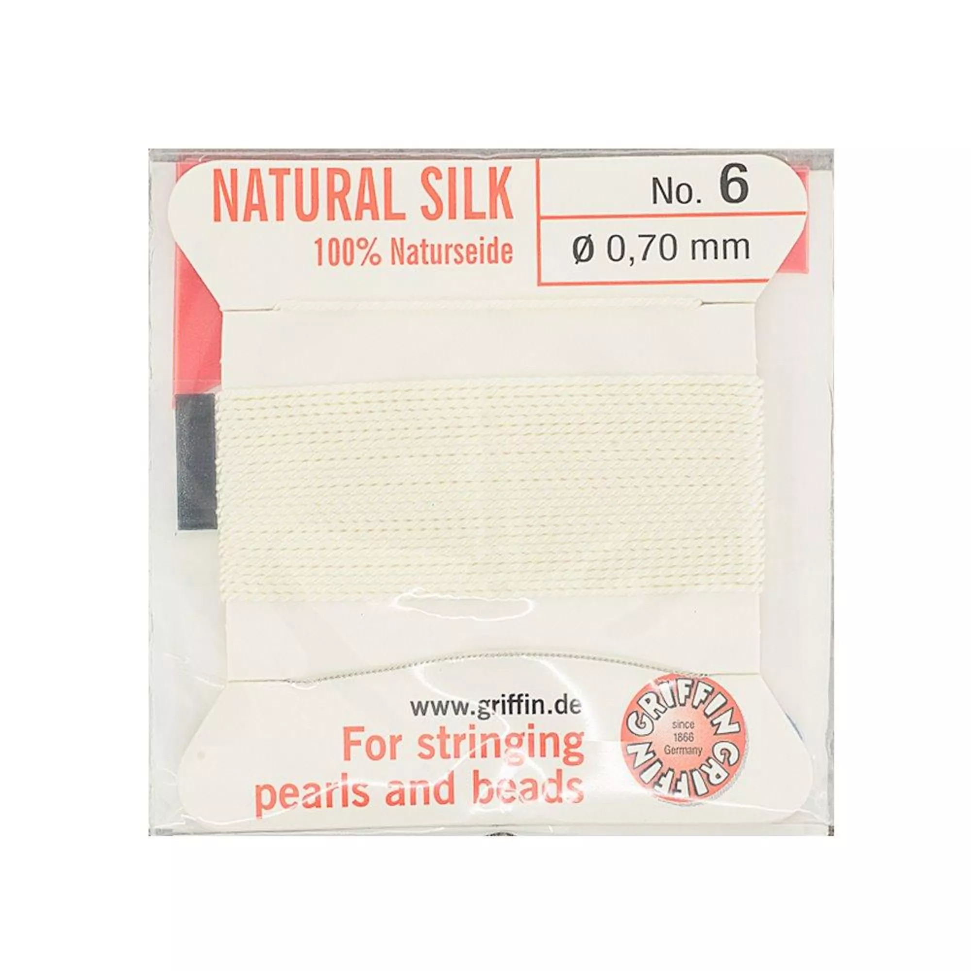 Pracht Naturseide mit Nadel Stärke 6 weiss