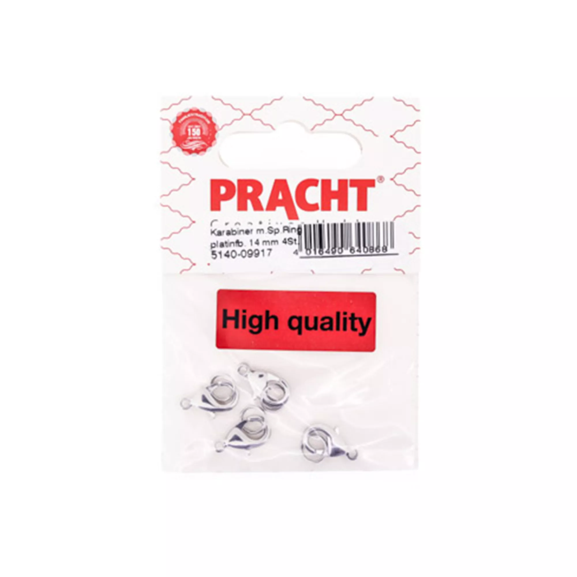 Pracht Karabiner mit Spaltring platinfarbig