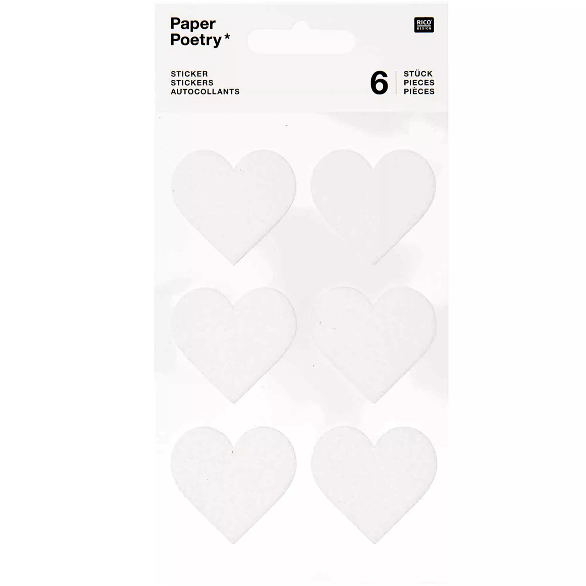 Rico Filzsticker, Herzen gross, weiss