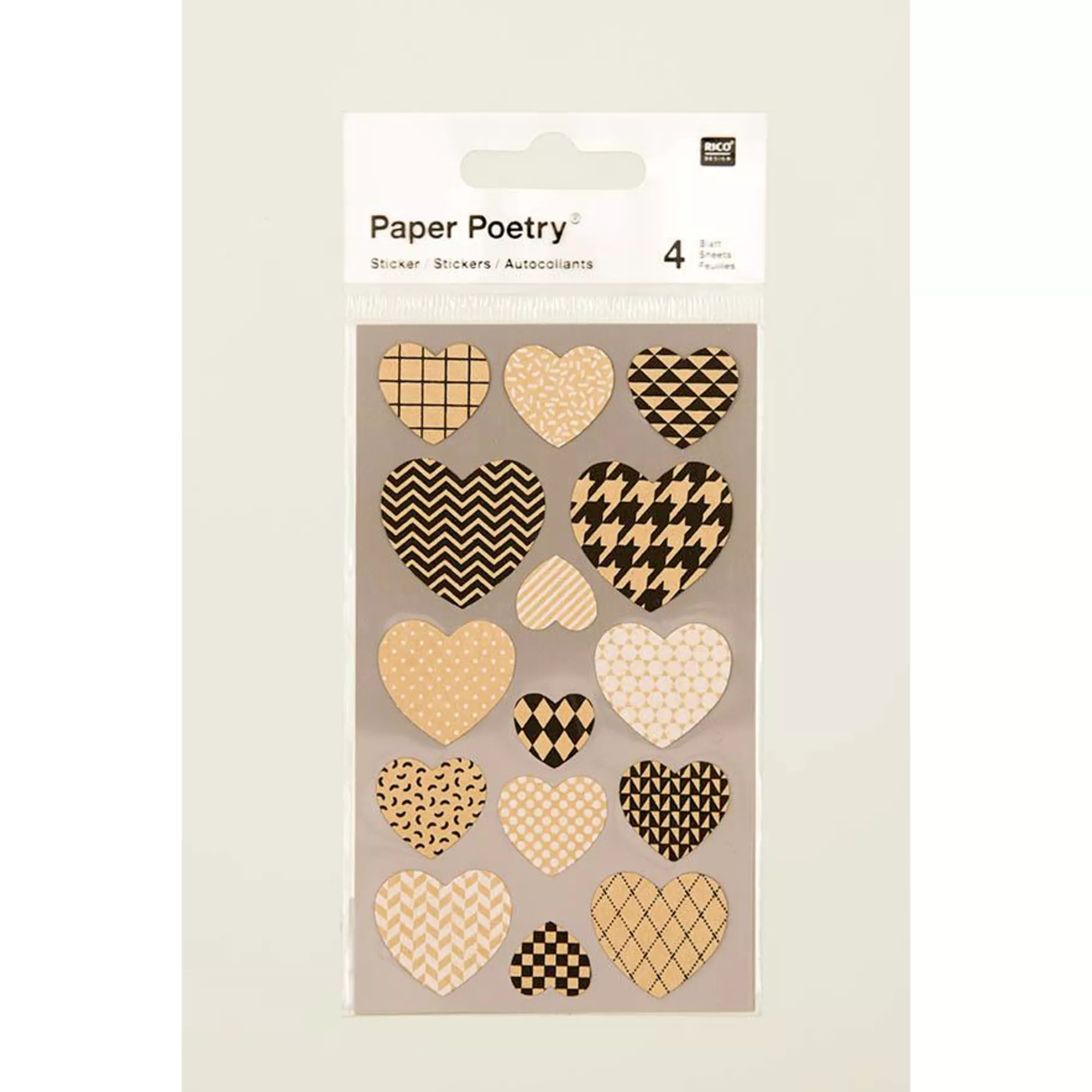 Rico Kraftpapier Sticker, Herzen