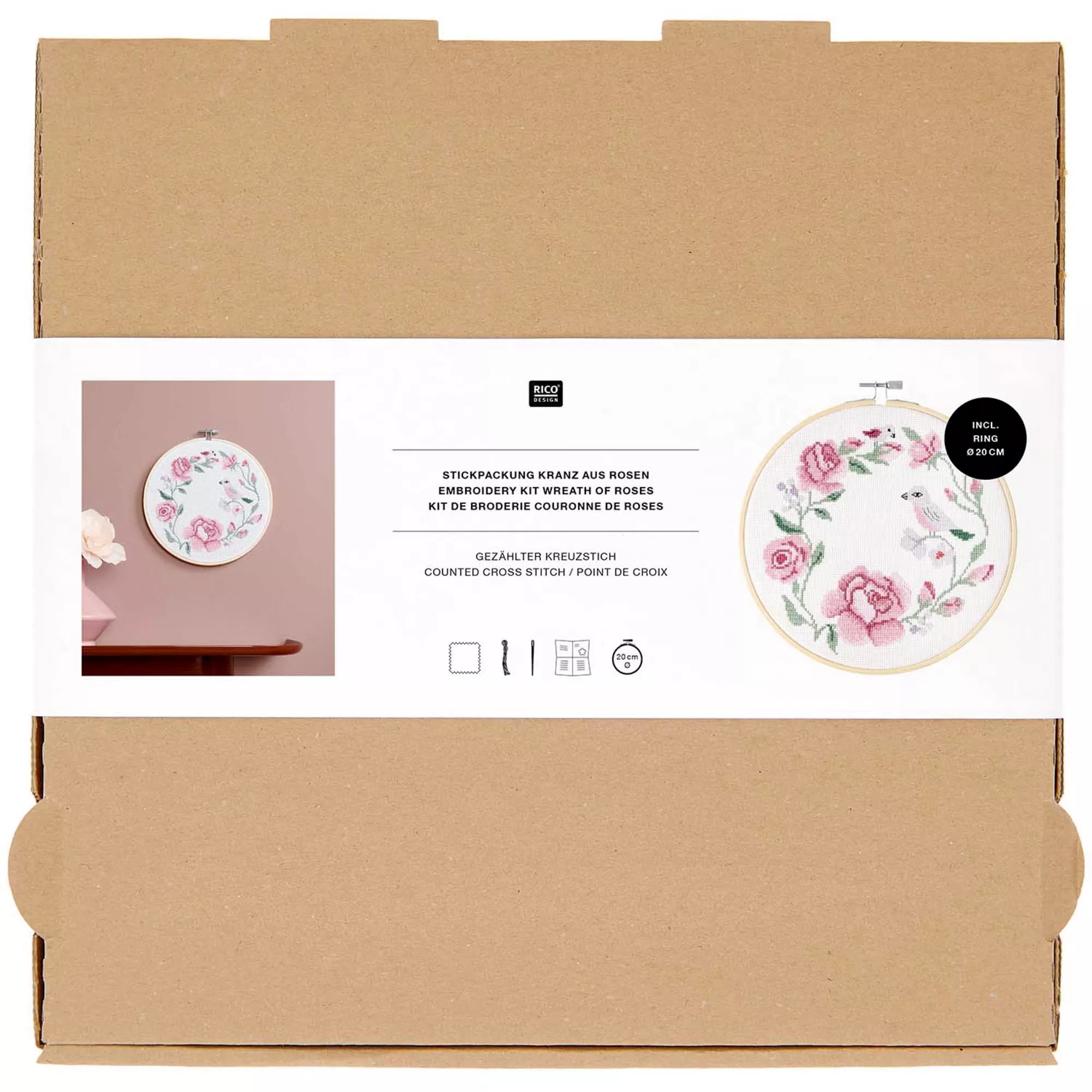 Rico Stickpackung, Kranz aus Rosen