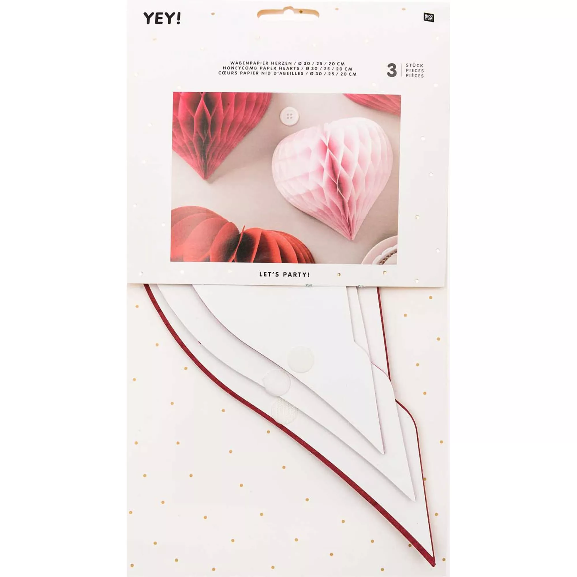 WABENPAPIER HERZ, ROSA/ROT, FSC MIX