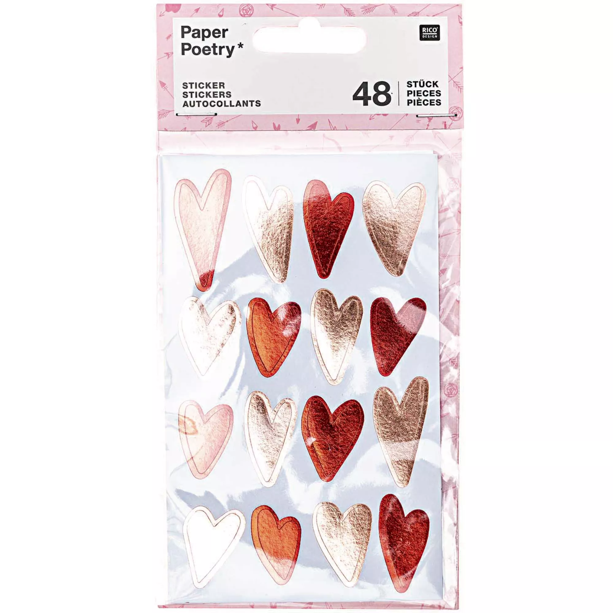 Rico Sticker Herzen, rosa-rot