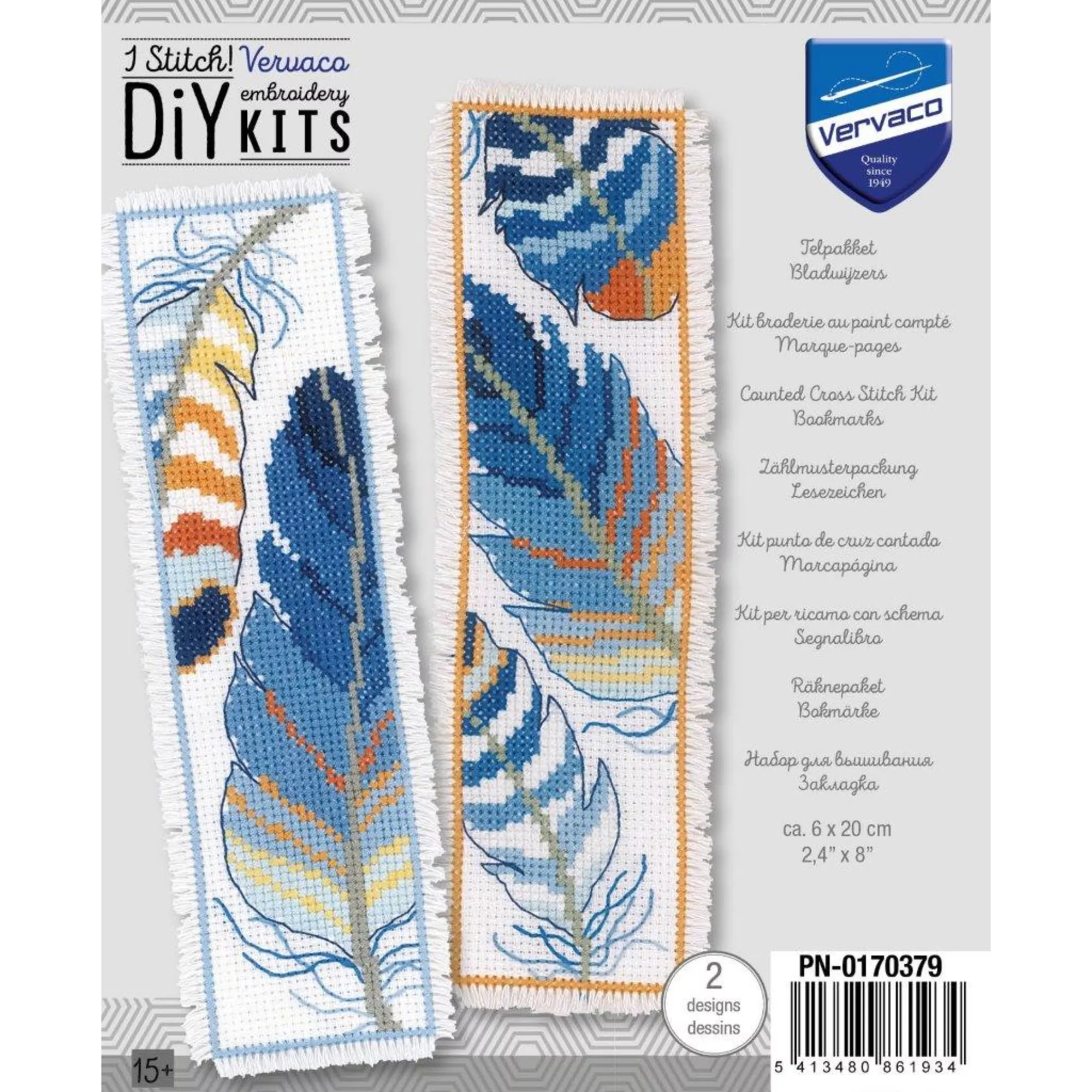 Vervaco Lesezeichen Blaue Federn 2er Set