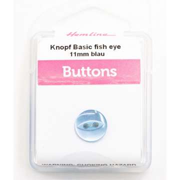 Hemline Knopf Basic fish eye, blau