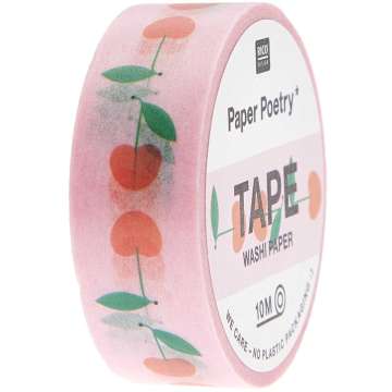 Rico Washi Tape Just Bees + Fruits + Flowers, Kirschen, rosa