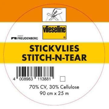 Vlieseline Stickvlies Stitch-n-Tear, weiss