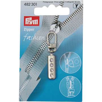 Prym Fashion-Zipper Strass, silber matt