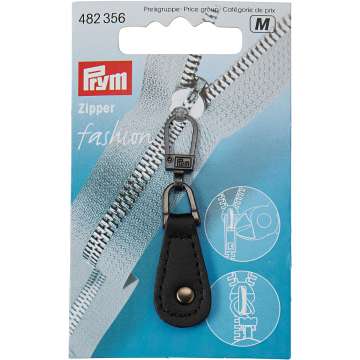 Prym Fashion-Zipper Lederimitat, rund, schwarz