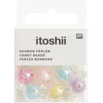 Rico Bonbon Perlen, transparent mit Farbeinzug