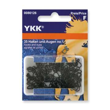 YKK Kleiderhaken + Augen Nr. 3, schwarz