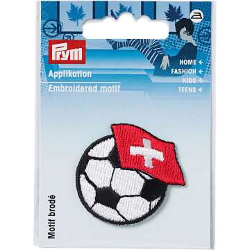 Motif brodérie, ballon de foot drapeau Suisse