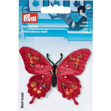 Prym Applikation Schmetterling, mit Perlen, rot