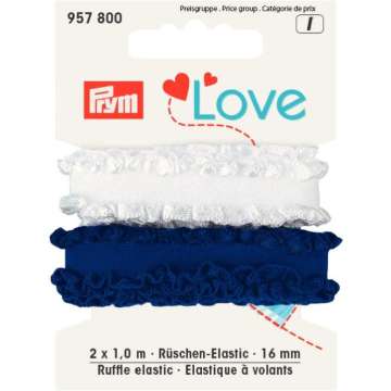 Prym Love Rüschen-Elastic blau, weiss