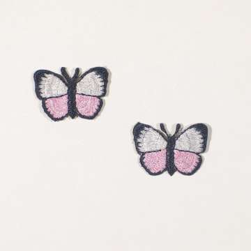 Edelweiss Applikation 2 Schmetterlinge, weiss/rosa