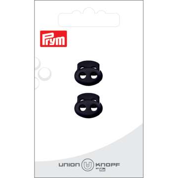 Union Knopf Kordelstopper 2-Loch 3 mm, schwarz