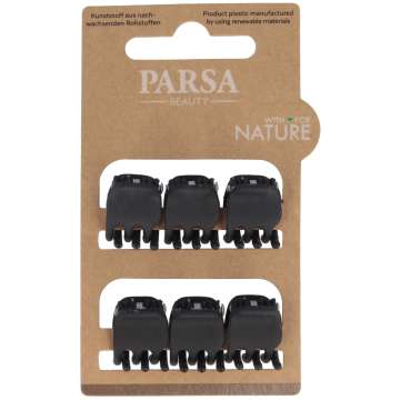 PARSA Mini Haarklammer aus Biokunststoff, schwarz