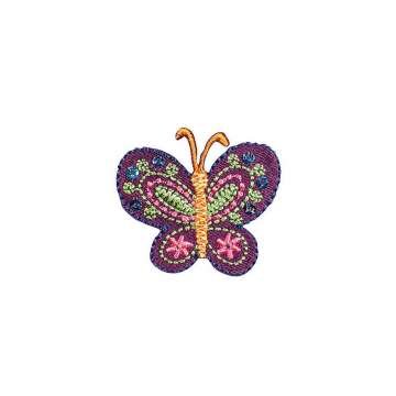 Motif brodérie, papillon, violet