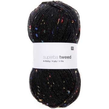 Rico Superba Sockenwolle Tweed 4-fädig, schwarz