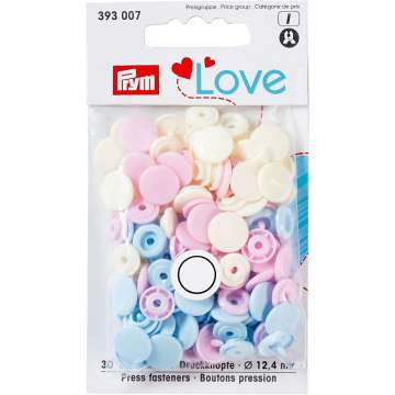 Prym Love Druckknopf Color Snaps, rosa, hellblau & creme